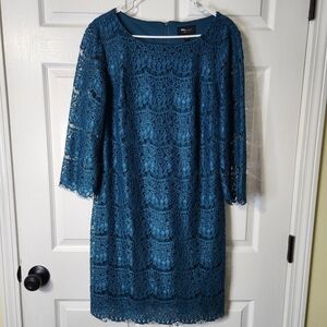 RN Studio Teal Lace 3/4 Sleeve Dress